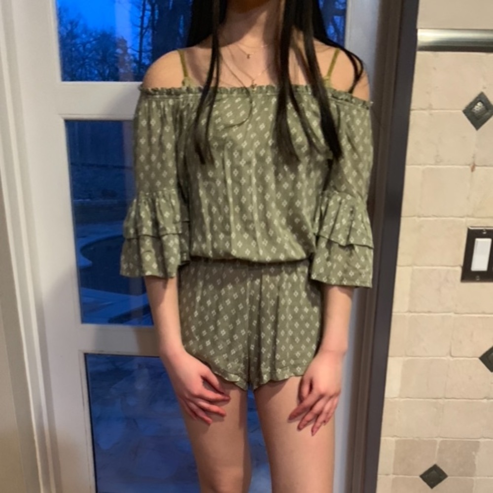 Green romper from Anthropologie